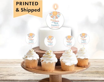 Here Comes the Son Retro Bright Boho Sunshine Watercolor Cake decorations, candle cake toppers, cupcake pick toppers