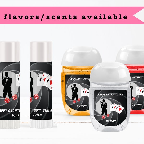 Top Secret Special Agent Spy  007 Casino Mission Lip Balms Chap Stick or Hand Wash - Best Party Favor Idea