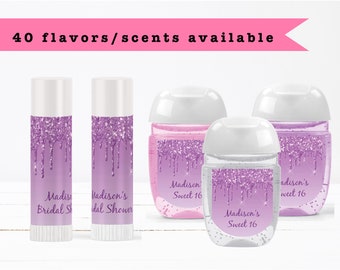 Light Purple Lavender Violet Dripping Glitter Drips Luxury  Sparkle Modern  Lip Balms Chap Stick or Hand Wash Best Personalized Party Favors