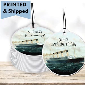 Barco Titanic - ETIQUETAS DE REGALO IMPRESAS - Tarjeta de agradecimiento para bolsas de regalos de fiesta o cajas de frontón TI02