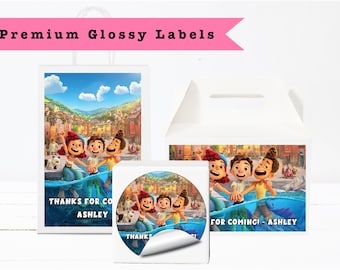 Luca - PRINTED GLOSSY LABELS - For Party Favor Bags, Gable Boxes, Gift Bags, Round Square Stickers