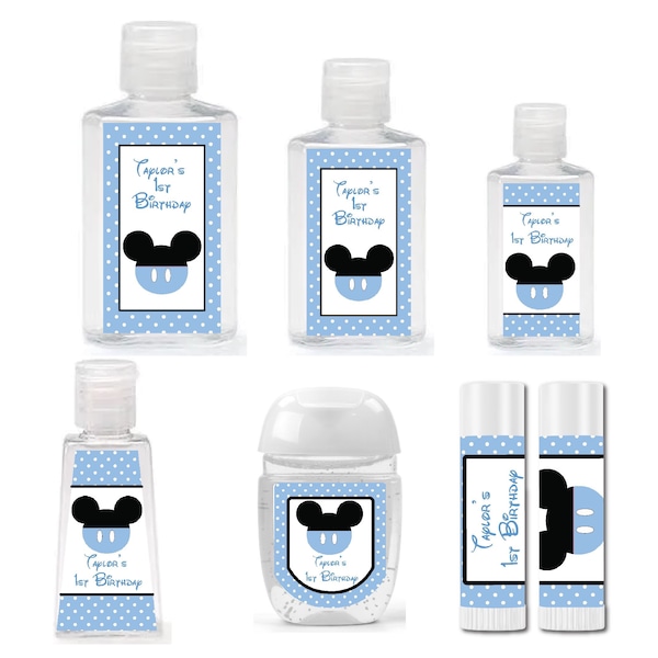 Mouse Head Mickey Inspired  - PRINTED GLOSSY LABELS - For Lip Balm Tubes or Sanitizer Bottles