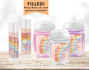 Groovy Boho Daisy Rainbow Retro Hippie Floral Peace  Lip Balms Chap Stick or Hand Wash - Best Party Favor Idea