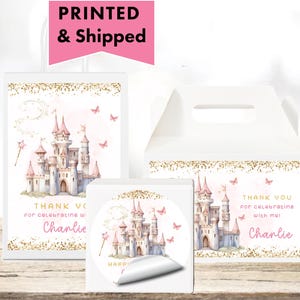 Princess Castle Floral Gold Once Upon A Time Fairy Tale Enchanted Magic  Glossy Labels For Party Favor Bags, Gable Box Round Stickers PR04