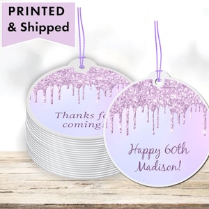 Ombre Purple Lilac Lavender Glam Dripping Glitter Drips Sparkle - PRINTED GIFT TAGS - Thank You Card For Party Favor Bag Box