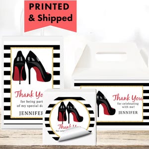 High Heels Stepping Into 30 40 50 Elegant Gold Glitter Woman Shoes Pumps - Printed Label - Sticker For Party Favor Gift Bag Gable Box