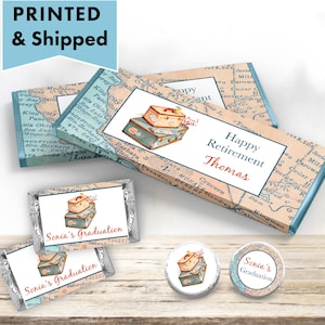 New Adventure Awaits Travel Around The World Let the adventure begin World Map Hershey Chocolate Bar Wrappers Miniature Labels Kiss Stickers