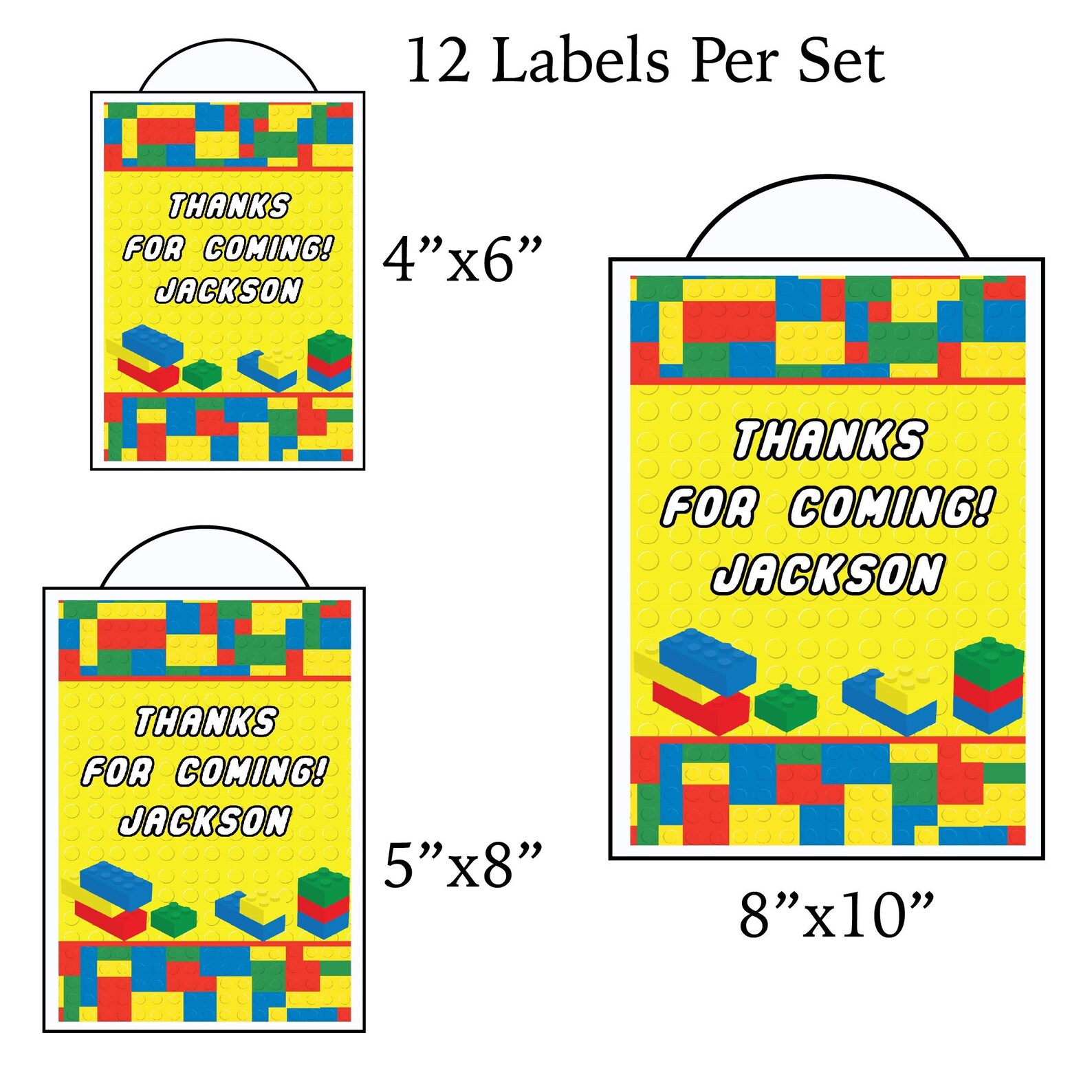 Colorful Bricks Building Blocks PRINTED GLOSSY LABELS For - Etsy.de