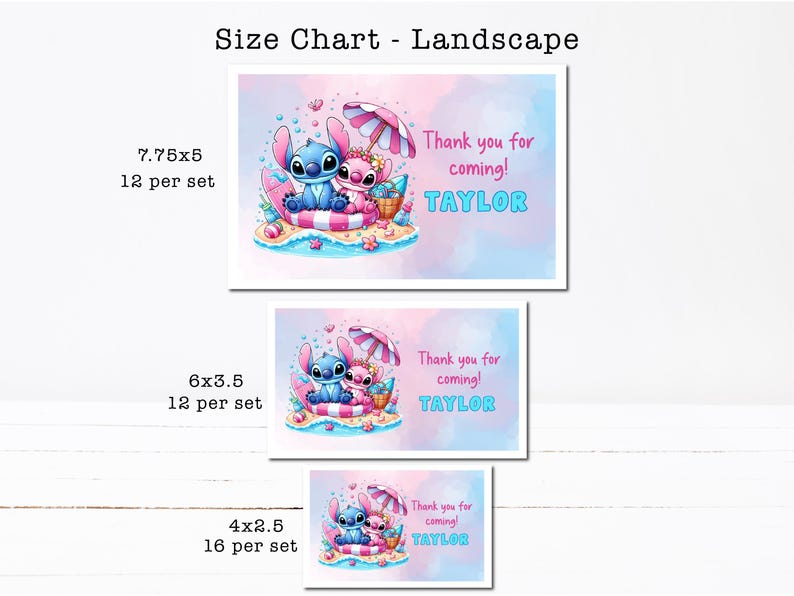 a picture of a birthday card size chart