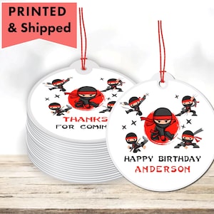 Little Ninja Warrior Karate Boy Martial Arts Samurai Boy's Birthday Theme PRINTED GIFT TAGS Thank You Card For Party Favor Bags Gable Boxes