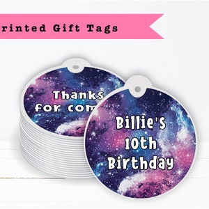 Galaxy Stars Out of this world Space - PRINTED GIFT TAGS - Thank You Card For Party Favor Bags or Gable Boxes