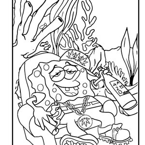 Spongebob Stoner Coloring Book Beautiful Psychedelic Trippy | Etsy
