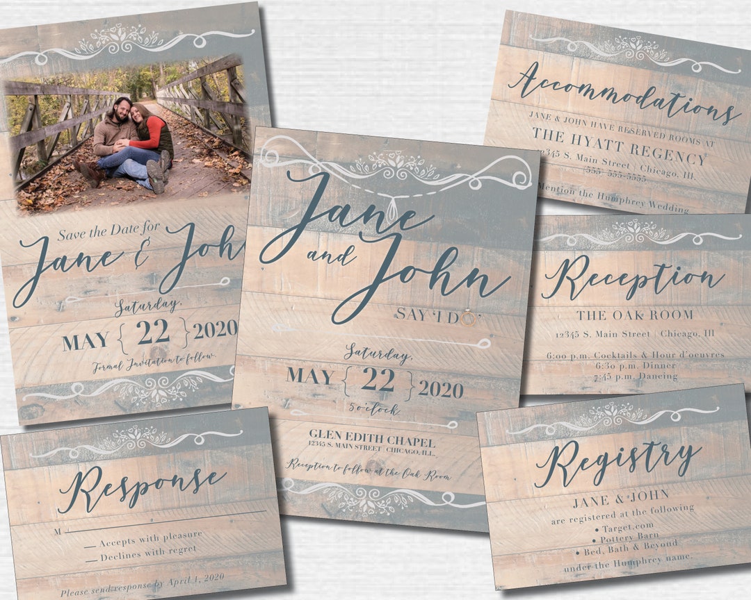 Rustic Wedding Invitations Etsy