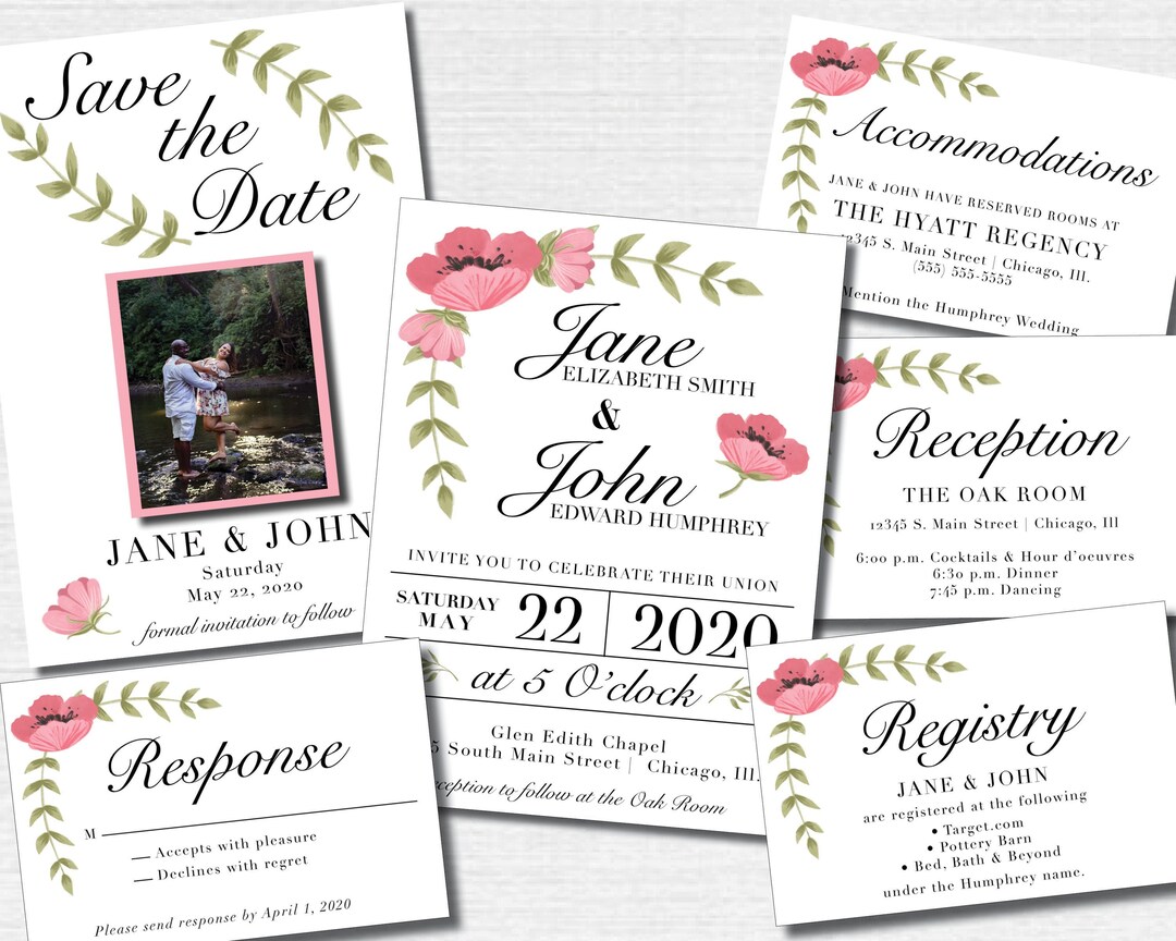 Classic Watercolor Wedding Invitations Etsy