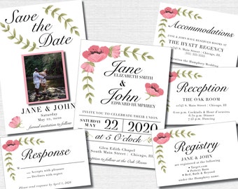 Classic Watercolor Wedding Invitations