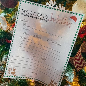 Plantilla de Mi carta a Santa para descarga digital de un niño pequeño