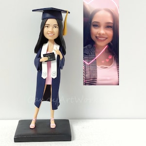 Graduation University Student Custom Bobblehead, Personalized Graduate Gift For Him Or Her, Bachlor, Master, Professor Degree Congratulation