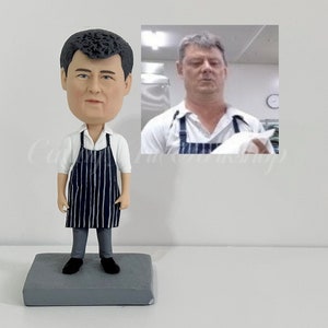 Custom Chef Bobblehead, Custom Cook Figure, Chef Figurine, Chef Statue, Chef Sculpture, Personalized Gift For Chef, Chef Retirement Gifts