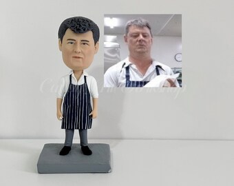Custom Chef Bobblehead, Custom Cook Figure, Chef Figurine, Chef Statue, Chef Sculpture, Personalized Gift For Chef, Chef Retirement Gifts