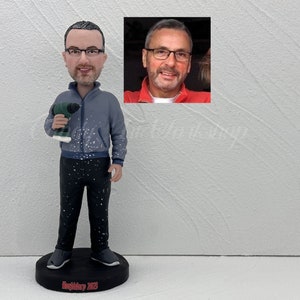 Anpassad bobblehead med borr, personlig byggnadsarbetarfigur, personlig pris för bästa anställda, personlig mansstaty, present till arbetare