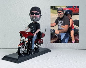 Custom Motorcycle Bobblehead Gifts For Man, Personalized Bobblehead With Bike For Him, Motorcycle Fan Gifts, Christmas Gift For Husband