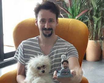 Statuette personalizzate con uomo e cane, regalo commemorativo per cani, regalo per amanti degli animali, regalo in ricordo di un cane, regalo per papà di cani, regalo per proprietari di animali, arte con cani e proprietari