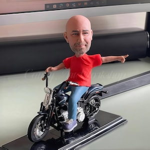 Custom Motorcyclist Bobblehead, Personalized Gifts For Motorcycle Riders, Hand Made Motorcycle Home Decor, Motorcycle Gifts For Husband