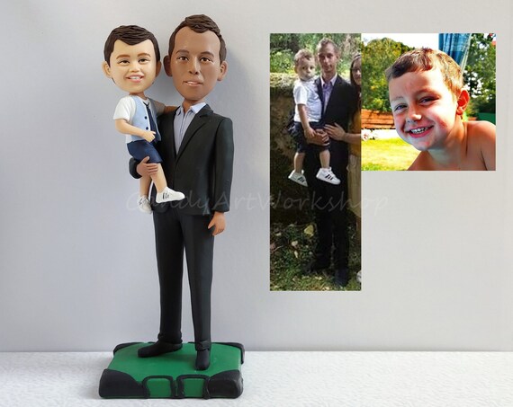 Custom Bobblehead Casual Wear Super Dad With Engraved Text