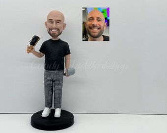 Custom Barber Bobblehead, Custom Barber Business Sign, Custom Barber Business Card Holder, Personalized Barber Valentine's Gift, Salon Decor