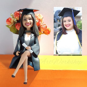 Graduate Gift Custom Figure, Personalized Graduation Gift For Him, Her, Bachlor, Master, Doctor, Professor Degree Party Cake Topper