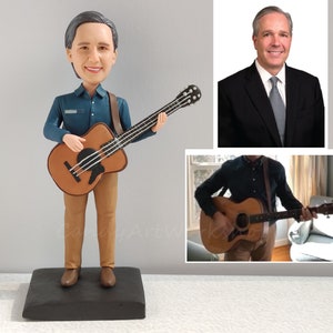 Guitar Player Bobblehead Custom, Make Me A Bobble Head From Photo, Personalized Guitar Player Statue, Music Gift For Men, Dad, Teacher