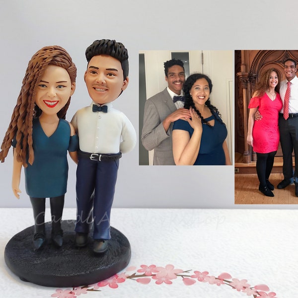 Couples Bobblehead Custom, Personalized Fiance And Fiancee Cake Topper, Marriage Anniversay Gift, Bridal Shower Favors For Guests In Bulk