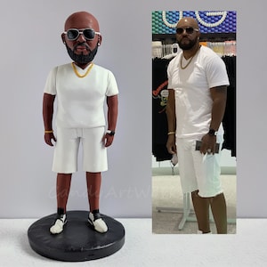 Custom Bobblehead Gifts For African American, Personalized Bobble Head Anniversary Gifts For Swarthy Black Man, Birthday Gift For Him