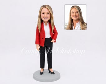 Custom Wife Bobblehead, Personalized Woman Figurine, Female Boss Birthday Gift, Boyfriend Anniversary Surprise Present