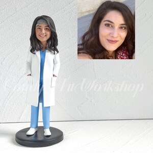 Caring Female Doctor White Coat Bobblehead - Gift