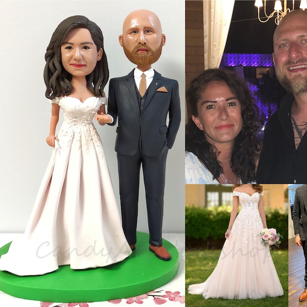 Custom Wedding Cake Topper, Personalized Bobblehead Couple,  Custom Bobble Head For Bride And Groom, ,Fiance, Fiancee, Bridemaid, Groomsman