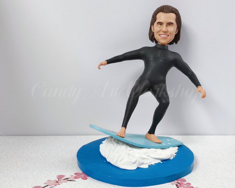 Surfer Gift Custom, Personalized Surfing Ornament, Scuba-Diving Figure, Customized Swimming Bobblehead, Customized Summer Birthday Gifts image 1