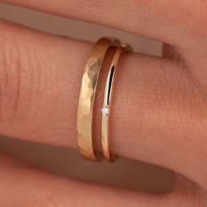 Minimalistischer Diamant Gold Ring 585 Gelbgold Verlobungsring Brillant Solitär Goldschmiede elegant zarter Goldring Gravur Geschenk für sie Bild 1