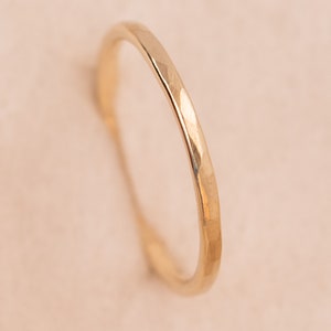 Hammered - fine hammered gold ring made from solid recycled 333, 585 or 750 gold (8k, 14k, 18k) stacking goldsmith engagement ring