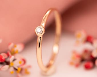 Diamant Roségold Verlobungsring 585 750 Gold minimalistischer Diamantring Solitär Goldschmiede Fine Jewelry elegant personalisiert Geschenk