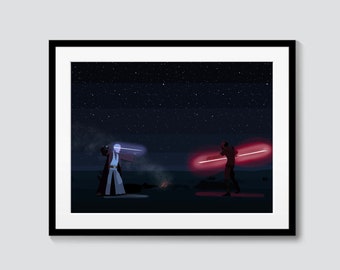 One Last Duel - Obi-Wan vs Maul - Rebels - Star Wars minimalist print - room decor