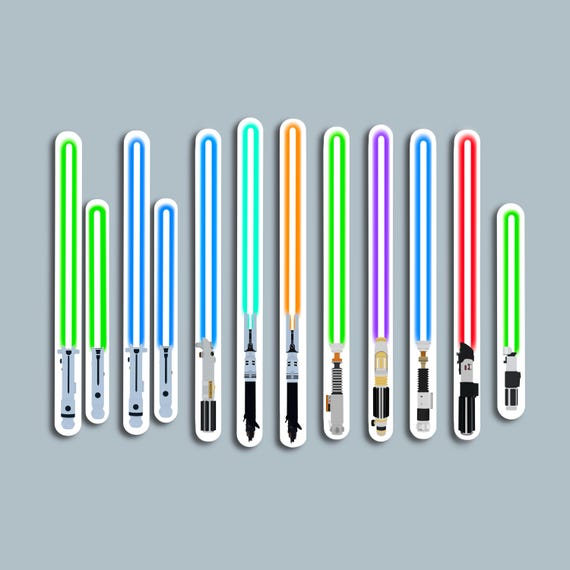 Lightsaber Stickers | Star Wars Vinyl Stickers  | Ahsoka | Anakin | Luke | Mace Windu | Obi Wan | Vader | Star Wars Gifts | PrintsbyPorkins