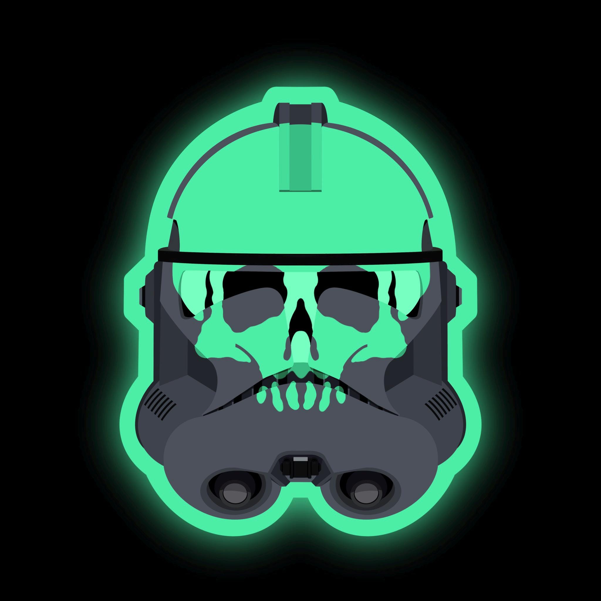 Glow in the Dark Skull Clone Trooper Stickers | Waterproof Vinyl Stickers | Clone Wars | Halloween | PrintsbyPorkins