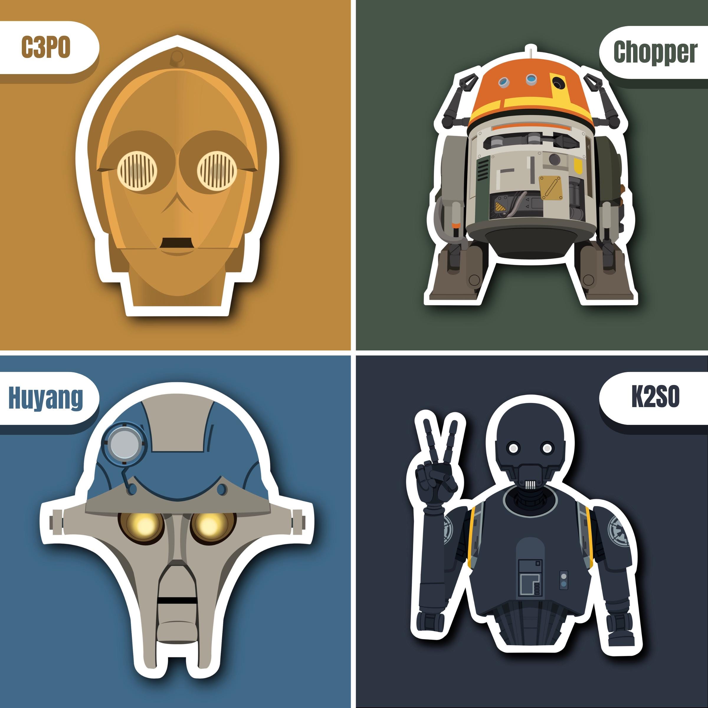 Star Wars Droid Vinyl Stickers | R2D2 | C3P0 | Chopper | BD-1 | B2-EMO ...