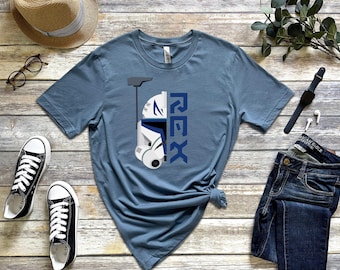 Camiseta con casco y nombre del Capitán Rex / Camiseta de Star Wars / 501st Rex / La Guerra de los Clones / Regalos de Star Wars / PrintsbyPorkins