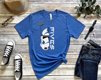 Casque Fives et t-shirt prénom | Chemise Star Wars | 501e | Cinq | La guerre des clones | Cadeaux Star Wars | PrintsbyPorkins