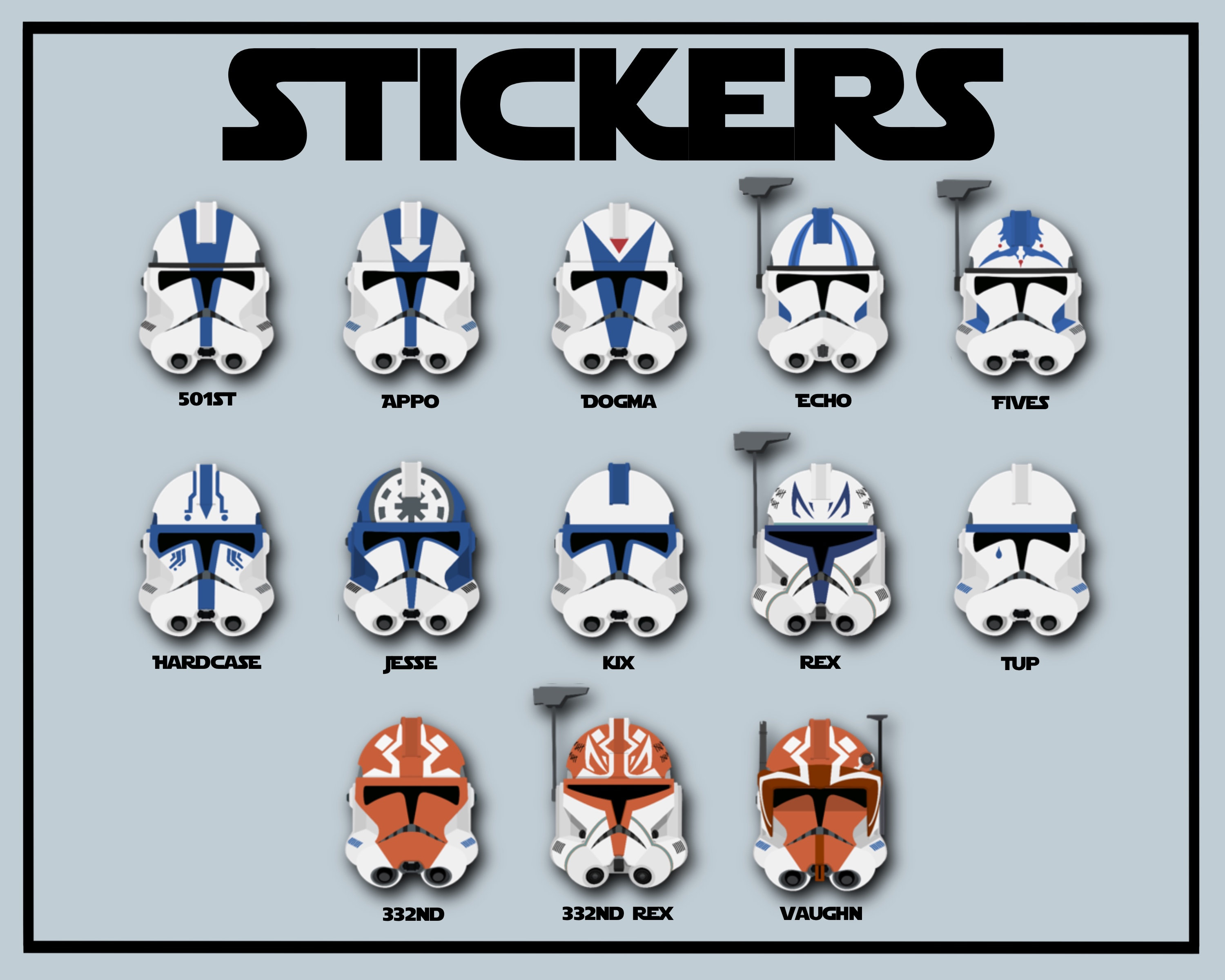 501st Clone Trooper Stickers | Star Wars Vinyl Stickers | Rex | Echo ...