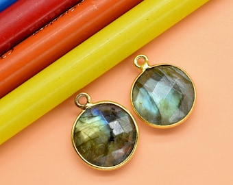 Labradorite 12mm Round Charm,Labradorite Pendant,Teardrop Pendant,Faceted Labradorite,Gemstone Charm,Gemstone Pendant,Labradorite Charms