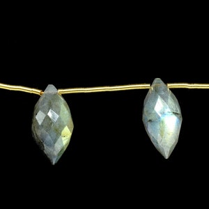 Labradorite faceted Dew Drops beads,7x14 mm Dew Drops briolettes,Spiky tear drops,jewelry making beads,Grey Gemstone briolettes,fancy Drops
