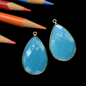 Natural Turquoise 20x30mm Pear Shape single Loop Charm,Turquoise Faceted Pear Shape Connector,Bezel Pear Shape Connector,Turquoise charms